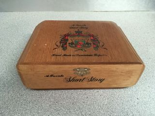 Vintage Hinged Wooden 25 Cigars Box - Unusual - Not Square A Fuente Short Story