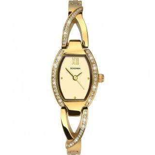 Ladies Sekonda 2543 Gold Tone Crystal Set Gold Dial Bracelet Watch Rrp £49.  99