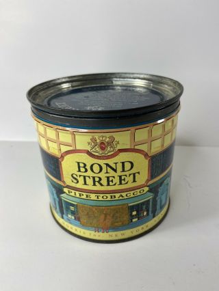 Vintage Tobacco Tin/round Can Bond Street Pipe Tobacco Rare Metal Advertising