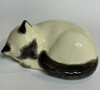 Vintage Ceramic Siamese Cat Kitten Sleeping N.  S.  Gustin Co.  Usa.  Hand Painted