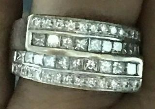 Vintage 14k White Gold 1.  78 Ctw Diamond Bypass Ring Size 6.  5 Gorgeous