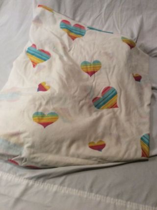 Vintage Care Bears Twin Bedding Sheet Set Rainbow Hearts Flat Fitted Bed Case 2