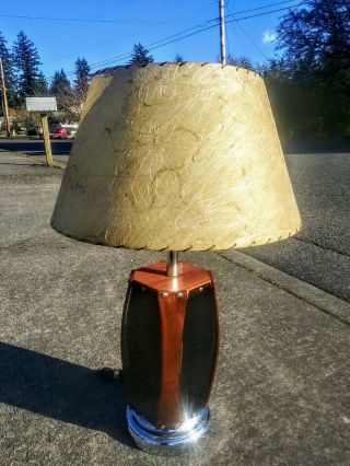 Vintage Mid Century Modern Mcm Bent Wood & Smoked Lucite W/ Internal Lights Lamp