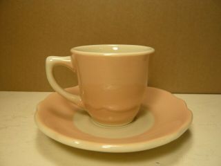 Vtg Jackson Brand Ceramic Pink And Cream Restaurant Hotel Ware Demi Tasse Set