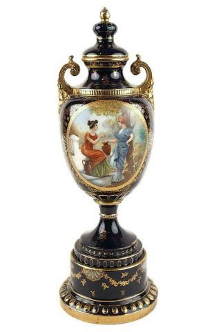 Antique Royal Vienna Porcelain Urn 19th Century - 23 " High