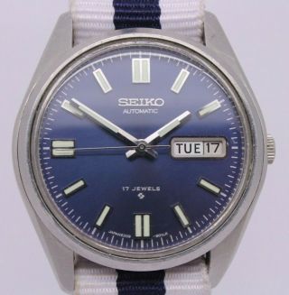 Vintage 1976 Seiko 6309 - 8019 Mens 37mm Steel Automatic Watch Great Blue Dial