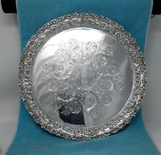 S.  Kirk & Son Co.  925/1000 Sterling Repousse 11 " Footed Salver/tray No Mono