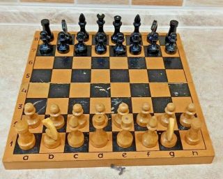 Soviet Wood Chess Set Russian Vintage Ussr Antique Tournament 29cm 11.  5 In