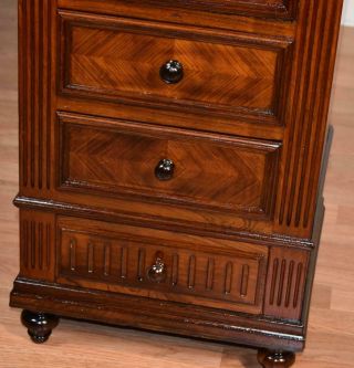 1880s Antique French Louis XV Walnut & marble top bedroom chest lingerie stand 5