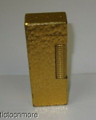 Vintage Dunhill Rollagas Gold Plated Bark Pattern Lighter Switzerland