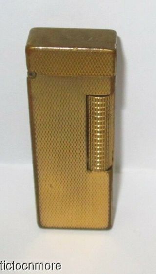 Vintage Dunhill Rollagas Gold Plated Diamond Pattern Lighter Switzerland