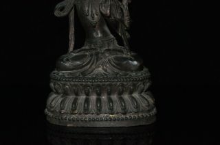 Chinese Antique Ming Dynasty Gilt Bronze Seated Manjushri Buddha Statue 3
