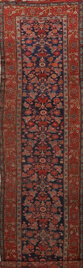 Antique Pre - 1900 Herati Vegetable Dye Runner Rug All - Over Oriental Handmade 4x15