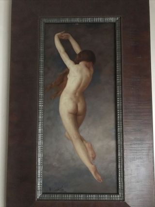 Signed Framed Vintage Oil Painting; Red Haired Nude Woman