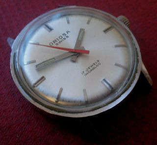 Vintage 1960s Oversized ORIOSA 17 Jewels Swiss Watch Running Wristwatch 2