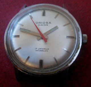 Vintage 1960s Oversized ORIOSA 17 Jewels Swiss Watch Running Wristwatch 3