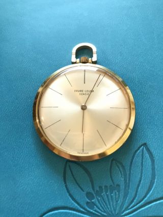 Vintage Favre - Leuba Geneve Hand Winding Pocket Watch Swiss Made Gold Plated 20un