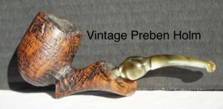 Exquisite Vintage Preben Holm Hand Cut Tobacco Pipe Polished Logo Stem Denmark