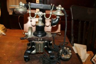 Antique Crank Telephone L.  M.  Ericsson Stockholm Skeletal Eiffel Tower Pre 1895