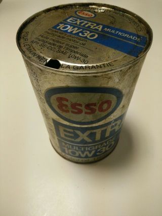 Vintage Oil Can Esso Extra Multigrade 10w30 Motor Oil Tin 1 Liter