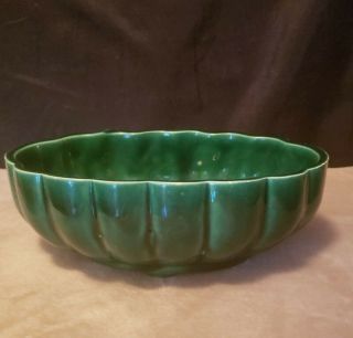 Vintage USA Pottery Bowl/Planter Dark Green Glazed,  Scalloped 907 8 ' in X 3 ' in 2