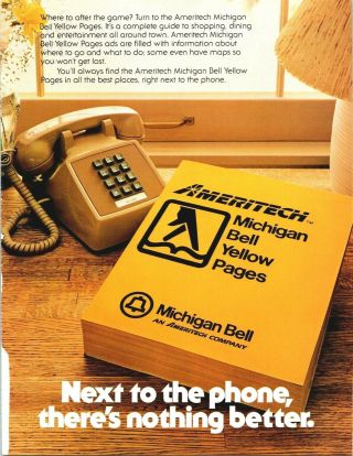 1985 Ameritech Yellow Pages Phone Book Michigan Bell Vintage Print Ad