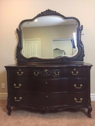 Antique Vintage Dresser / Beveled Mirror From The Early 1900 