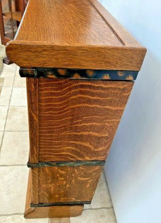 Antique Macey Barrister Book Case Display Cabinet Tiger Oak Geared Door