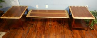 Vintage 3 Pc Mid Century Modern Lane Acclaim Coffee Table & Two End Tables Set