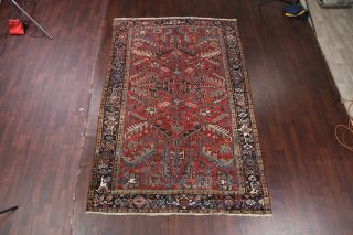 Antique All - Over Geometric Heriz Area Rug Hand - Knotted Living Room Wool 7 ' x10 ' 2