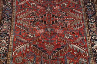 Antique All - Over Geometric Heriz Area Rug Hand - Knotted Living Room Wool 7 ' x10 ' 3