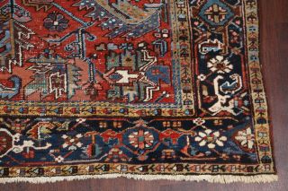Antique All - Over Geometric Heriz Area Rug Hand - Knotted Living Room Wool 7 ' x10 ' 6