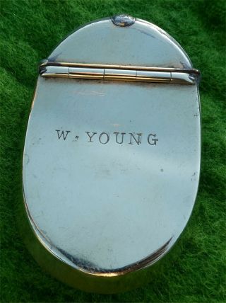 Curved Antique Brass Snuff / Tobacco Box Named To " W.  Young " C1910