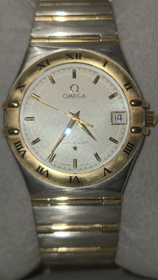 100 Auth.  Omega Constellation Watch 18k Gold/stainless Steel Men 