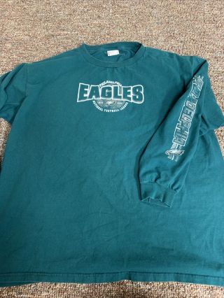 Vintage Philadelphia Eagles Long Sleeve T Shirt Mens Xl Green Nfl Football