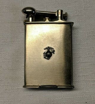 Vintage Antique Clark Lift Arm Platinum Plated Usmc Pocket Lighter July 1926