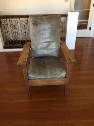 Antique And Signed L & Jg Stickley Reclining Morris Chair.