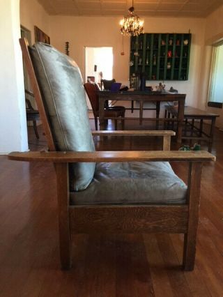 Antique and signed L & JG Stickley Reclining Morris Chair. 2