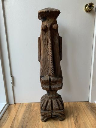 34” Mid Century Witco Tiki Wood Carving Witch Doctor Eames Mid Cen Easter Island