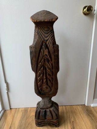 34” Mid Century Witco Tiki Wood Carving Witch Doctor Eames Mid Cen Easter IsLand 5