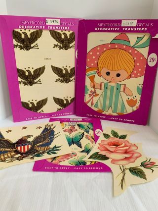 Vintage Meyercord Decals Decorative Transfers Flower Butterfly More Old Stock