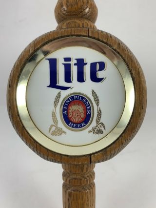 VINTAGE Miller Lite Beer Tap Handle Keg Pull Wood Wooden 11.  5 inch 2