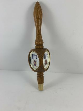 VINTAGE Miller Lite Beer Tap Handle Keg Pull Wood Wooden 11.  5 inch 3