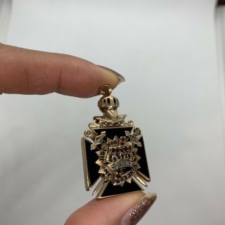 Antique Masonic 14k Gold Knights Templar Diamond Ruby Onyx Enamel Pendant Medal 6