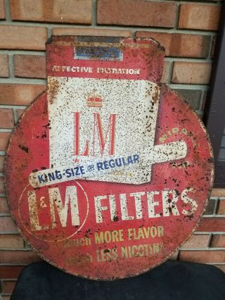 Vintage L&m Cigarette Metal Sign 29 " X25 " Embossed