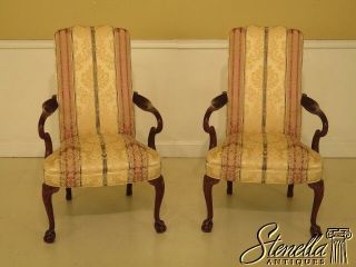 45752ec: Pair Hickory Chair Co.  Upholstered Mahogany Library Chairs