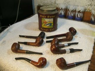 Antique Blue Boar Tobacco Tin With Smoking Pipes