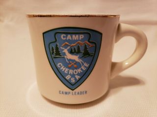 Vintage Pottery Ceramic Camp Cherokee Boy Scouts Coffee Mug Cup Usa Deer Stag