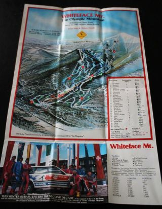 Vintage Whiteface Mountain Snow Ski Resort Ny1986 Poster Trail Map