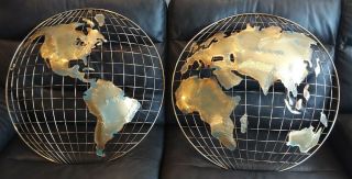Mcm Signed C Jere World Globe Map Wall Metal Art Brutalist Sculpture Vtg 54 "
